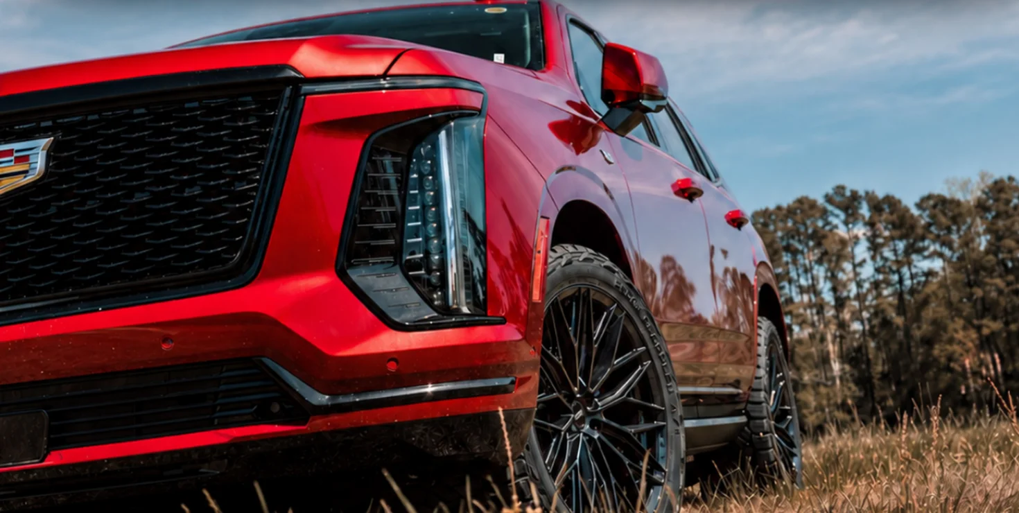 Red Cadillac commercial shot